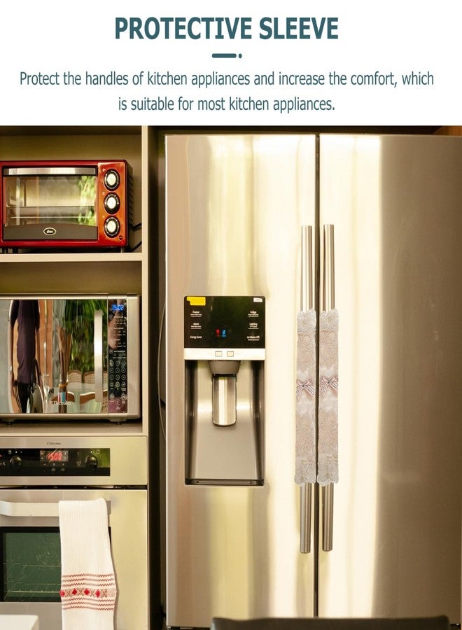 HAKIDZEL 6pcs Lace Bow Refrigerator and Microwave Handle Covers Dustproof Appliance Gloves Fridge Door Handle Protector Set - Image 4